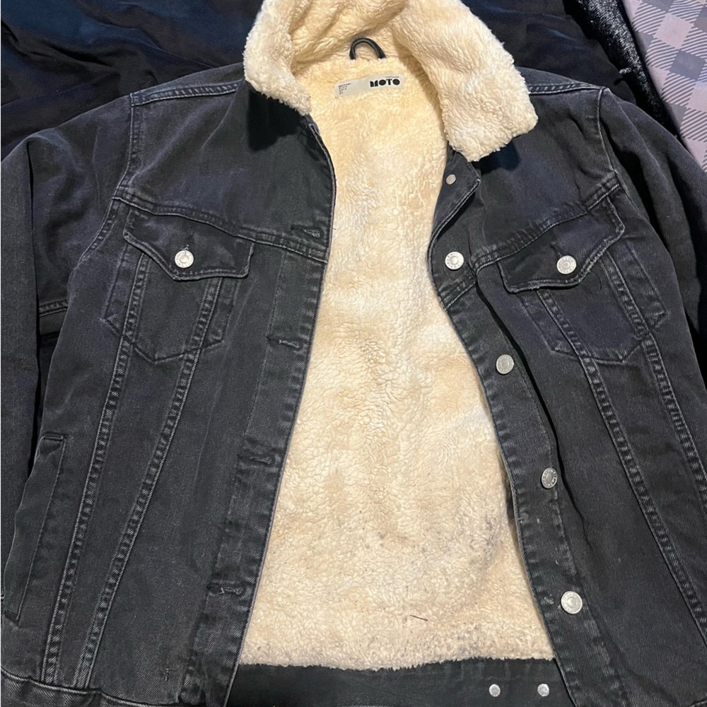 TopShop Moto Denim Fur Lined Jacket